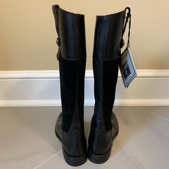 FRYE Melissa Button Black Riding Boots - Picture 4 of 8